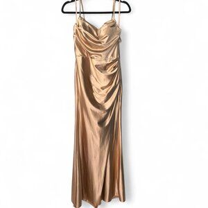 Elegant Gold Maxi Gown Dress